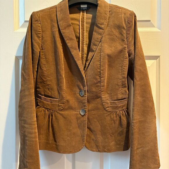 J. Crew Women's Corduroy Blazer Brown Size 2 Peplum Detail Casual - Picture 1 of 11